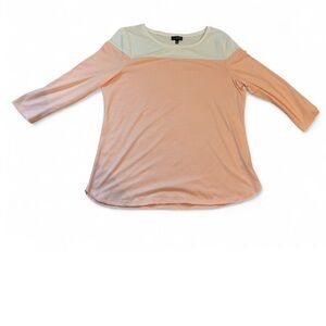 The Limited Colorblock 3/4 Sleeve Top pink peaches  and cream